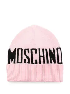 Ребристая шапочка с логотипом Moschino Kids, розовый