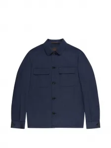 Рубашка-оверсhирт с клапанными карманами Slowear, синий
