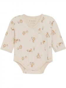 Fixoni Детский боди-халат "Wrap Body LS AOP" коричневого цвета