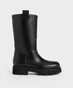 Сапоги до колена с двойной застежкой Charles & Keith, цвет Black