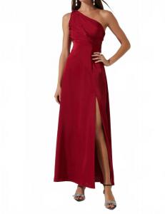 ASTR Платье-макси Atoila на одно плечо, винного цвета