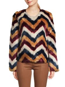 Куртка из искусственного меха с шевронным узором Unreal Fur, разноцветный