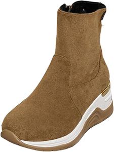 Женские зимние теплые ботинки IWIHMIV, удобные ботильоны для улицы, противоскользящие зимние сапожки с толстой подошвой, Brown