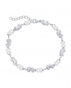 Браслет из стерлингового серебра с чередующимися изображениями слона и овальных фианитов Simona, Silver