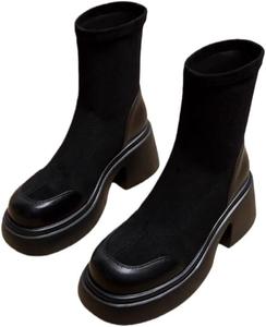 Зимняя мода: удобные женские замшевые сапоги, толстые и теплые, элегантные и стильные. Clolinde, Black-Brushed