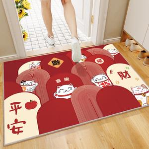 Budis Ковер 50х80 см из флока для входной двери, в новом китайском стиле, водонепроницаемый, противоскользящий, для ванной или улицы, Customized Kaifu [Thickened Flocked]