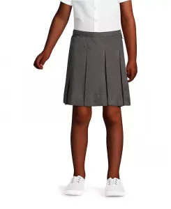 Юбка с защипами Big Girls выше колена Lands' End, серый