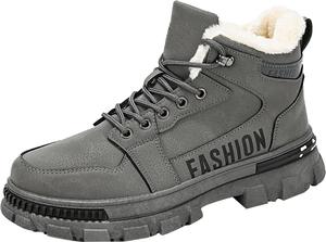Мужские походные ботинки водонепроницаемые легкие теплые с меховой подкладкой шнуровка средней высоты ботинки для снега для походов, кемпинга и трекинга Generic, серый