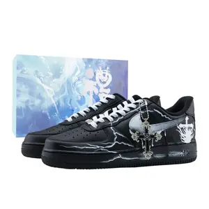 Nike Кроссовки для скейтбординга Air Force 1 Dark Cross, износостойкие, низкие, унисекс, черные