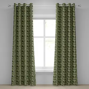Шторы-люверсы ABAKUHAUS Camo, абстрактный камуфляж в лесных тонах, шевронный узор Джунгли, декоративные двухпанельные шторы, 280 см x 225 см, светло-зеленый, темно-зеленый Abakuhaus