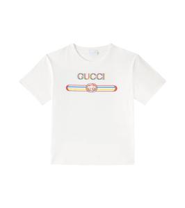 Футболка из хлопкового джерси с принтом Gucci Kids, New White/Mc