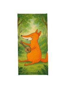 Mr. & Mrs. Panda Белое полотенце для душа с изображением лисы и гитары, без слогана