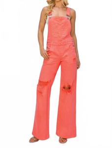Комбинезон свободного кроя с эффектом потертости цвета кораллового краша Risen, Coral Crush