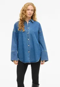 Блузка vimalou с детальной отделкой на пуговицах Vila, Medium Blue Denim