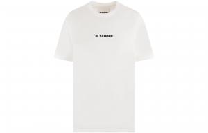 Футболка из хлопка с принтом логотипа JIL SANDER, белая