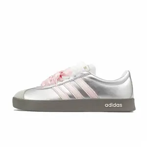 Adidas Кроссовки для скейтбординга VL COURT 2.0 с противоскользящей подошвой и износостойкими резиновыми вставками, женские, серебристо-розовые