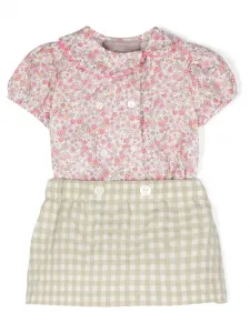 Комплект из клетчатой юбки и топа с цветочным принтом La Stupenderia, зеленый