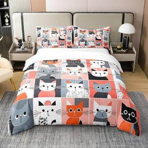 Erosebridal Хлопковый комплект постельного белья с мультяшным рисунком кошек для детей и подростков, Multi 15