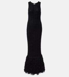 Платье макси Fiore из шёлка и кашемира Khaite, Black