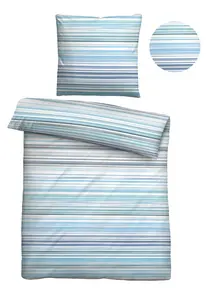 Постельное белье Seersucker 26137-221 синего цвета, Размер: 135x200 см + 80x80 см Biberna