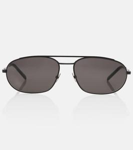 Овальные солнцезащитные очки из металла Saint Laurent, черный