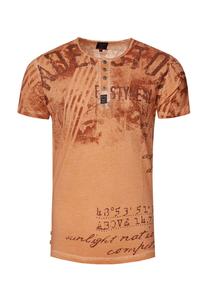 Рубашка с круглым вырезом и короткой планкой на пуговицах RUSTY NEAL, цвет Camel