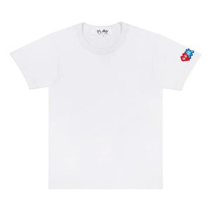 Футболка COMME des GARCONS PLAY Invader T-Shirt Red And Blue Sleeve Emblem 'White', белый