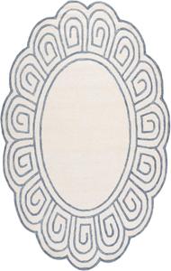Ковер SAFAVIEH, 183 x 275 см, коллекции Novelty - овальный, Ivory & Blue, ручной работы из шерсти, с бордюром в греческом стиле, идеален для помещений с высокой проходимостью в гостиной, спальне, столовой (NOV109A-6OV)
