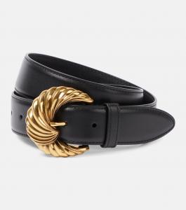 Ремень из кожи с узором пейсли Etro, черный