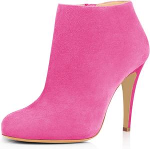 FSJ модные женские ботильоны на каблуке, модный миндальный носок, ботинки до щиколотки, удобная обувь, боковая молния, размер США 37-48, Hot Pink/Wildleder