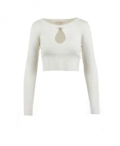 Стильный вязаный свитер с глубоким вырезом. Liu Jo, белый