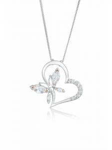 Elli Колье из серебра 925 пробы: сердце и белая бабочка