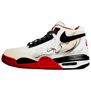 Nike Кроссовки баскетбольные mid top Flight Legacy White Ink Fiery Red устойчивые к истиранию винтажные унисекс