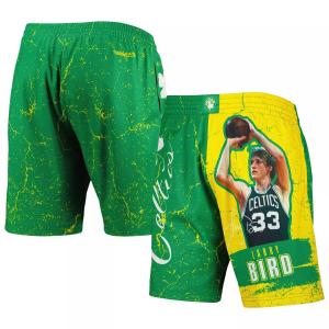 Мужские шорты Mitchell & Ness Larry Bird Green Boston Celtics Hardwood Classics Player Burst
