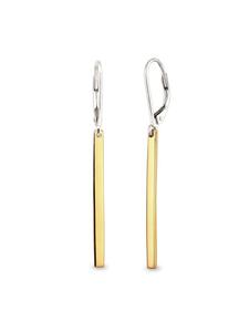 Elli Серьги из серебра 925 пробы, геометрический узор, прямоугольная форма, двухцветные