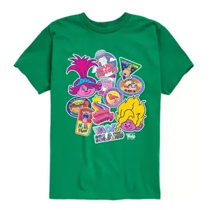 Футболка с графическими наклейками из фильма «Тролли: Путешествие» для мальчиков 8–20 лет Dreamworks, цвет kelly green