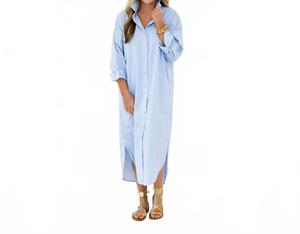 Платье-рубашка Piper длинного синего цвета Caryn Lawn, Long Blue