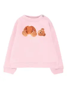 Толстовка с принтом тедди Palm Angels Kids, розовый