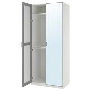 Гардероб PAX/KAMMARTORP IKEA, 100x60x236 см, цвет white mirror glass/grey