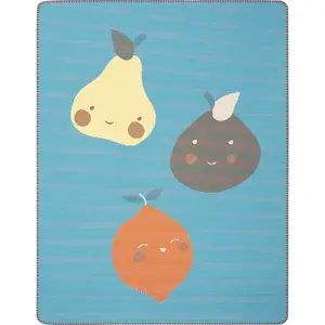 Плед для малышей Little Fruits с забавными фруктами, уютный плед Biederlack, синий/желтый