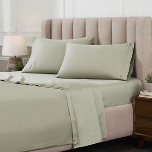 Superior Комплект постельного белья из египетского хлопка с плотностью 1500, современный дизайн, ультрамягкая основа, однотонный цвет sage Sage - Z