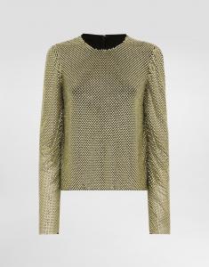 Топ с длинными рукавами из кристаллической сетки Dolce & Gabbana, золото