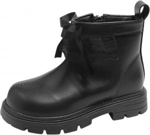 Детские ботинки IWIHMIV для девочек, утепленные зимние короткие ботиночки для малышей, противоскользящие, удобные, повседневные, для улицы, Black