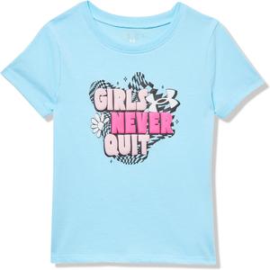 Футболка Under Armour для девочек с коротким рукавом и круглым вырезом, легкая и дышащая спортивная футболка., Stream Girls Never Quit