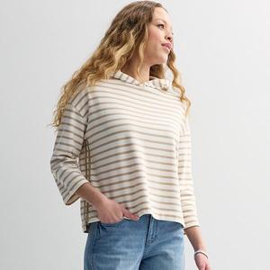 Женский худи Sonoma Goods For Life, White Brown Stripe