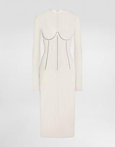 Кружевное платье миди с корсетным декором Dolce & Gabbana, белый