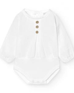 Комплект из 2 детских боди с длинными рукавами и планками на пуговицах Babidú, белый