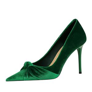QITUMAUL Зеленые женские туфли на тонком каблуке 10 см, цвет Green[Heel Height 10cm]