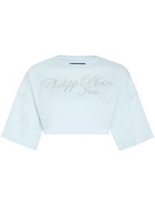 Philipp Plein футболка с логотипом и кристаллами, синий