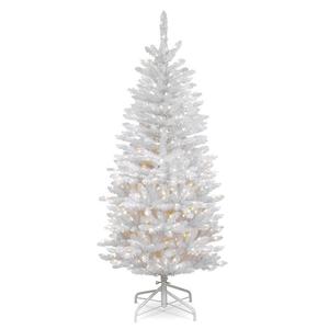 Национальная лесная компания 4,5 фута. Предварительно освещенная искусственная рождественская елка Kingswood White Fir Pencil National Tree Company, белый